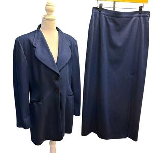 Gianfranco Ebeyer Elegant Blue Blazer and Skirt Set size 12